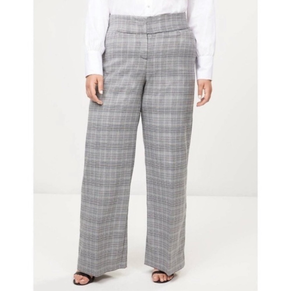 Lane Bryant NWT The Allie Plaid Tailored Stretch Wide Leg Trouser Pants Size 16